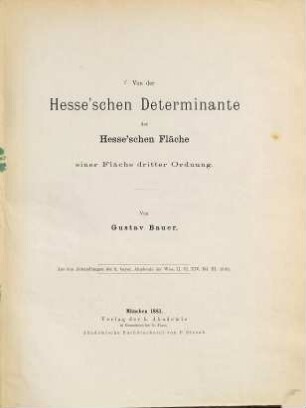 Von der Hesse'schen Determinante der Hesse'schen Fläche einer Fläche dritter Ordnung