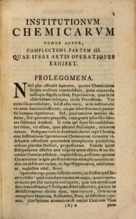Elementa Chemiae, 2. Qui Continet Operationes Chemicas
