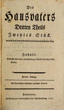 Des Hausvaters ... Theils ... Stück, 3,2. Nachricht von denen vornehmsten zur Speise dienenden Obst-Sorten