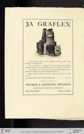 Folmer & Schwing Division, Eastman Kodak Company [3A Graflex Camera]