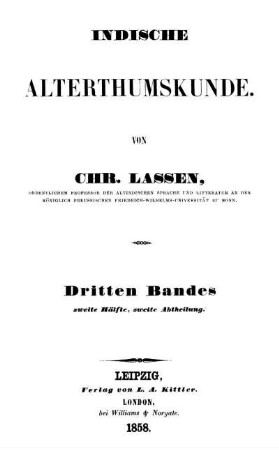 Dritten Bandes zweite Hälfte, zweite Abtheilung