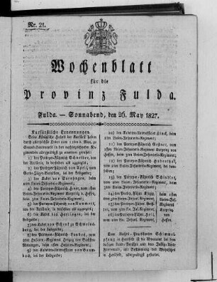 Nr. 21, Ausgabe vom 26. Mai 1827