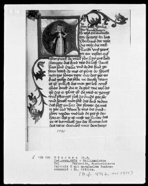Heiligenleben — Initiale E (s) mit der heiligen Ottilia