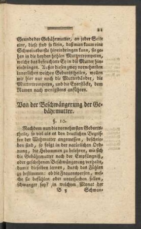 Von der Beschwängerung der Gebährmutter