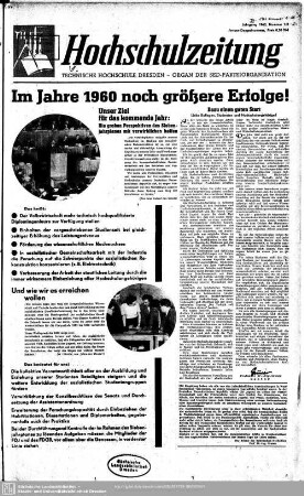 1960: Hochschulzeitung : Organ der SED-Parteiorganisation