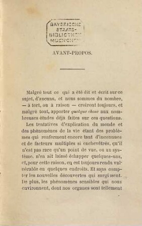 Études et recherches sur des phénomènes biologiques et sur leurs conséquences philosophiques par L.-B. Lecomte