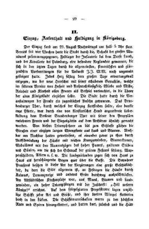 II. Einzug, Aufenthalt und Huldigung in Königsberg