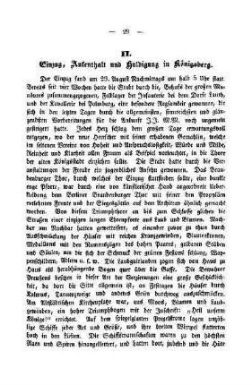 II. Einzug, Aufenthalt und Huldigung in Königsberg
