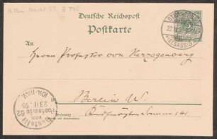 Postkarte an Heinrich von Herzogenberg : 22.11.1895