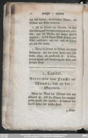 2. Capitel. Vorzeichen vom Froste am Monde, und an den Sternen.