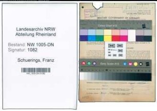 Entnazifizierung Franz Schuerings , geb. 12.03.1894 (Direktor)