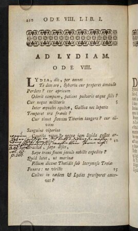 110-117, Ad Lydiam. Ode VIII.; Remarques Sur L'Ode VIII.; Notes Sur L'Ode VIII.