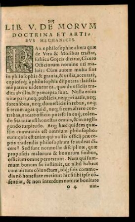 Lib. V. De Morum Doctrina Et Artibus Mechanicis.