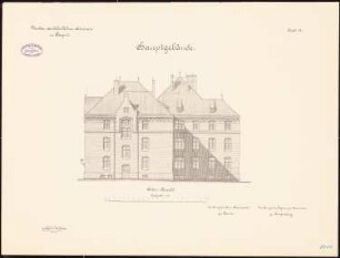 Schullehrer-Seminar, Ragnit Hauptgebäude: Seitenansicht 1:100