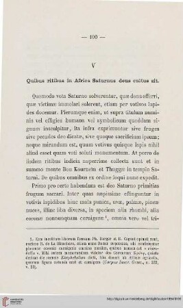 V: Quibus ritibus in Africa Saturnus deus cultus sit