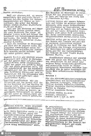 Schweizer Komitee gegen iranisch-irakischen Krieg gegründet