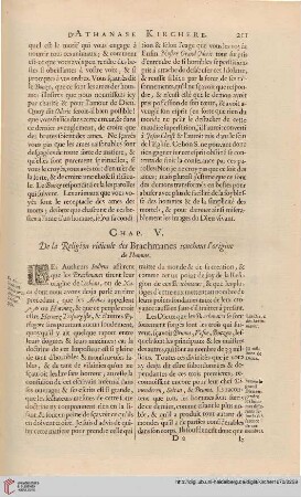 Chap. V: De la relgion ridicule des Brachmanes touchant l'origine de l'homme