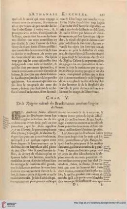 Chap. V: De la relgion ridicule des Brachmanes touchant l'origine de l'homme