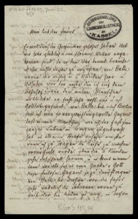 Brief von Ludwig Emil Grimm an Johann Werner Henschel