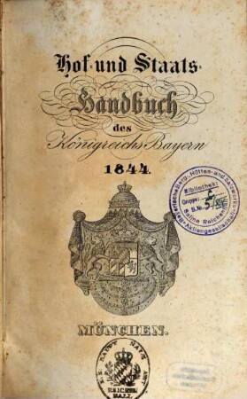 Hof- und Staatshandbuch des Königreichs Bayern. 1844