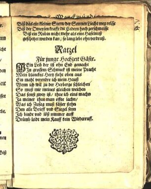 Ratzel Für junge Hochzeit Gäste.