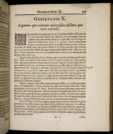 Observatio X. Leguntur, quæ videntur universales absolutæ, quæ vero restrictæ.