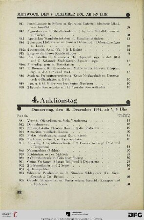 4. Auktionstag: Donnerstag, den 10. Dezember 1931, ab ½ 3 Uhr (Nr. 951-1300)