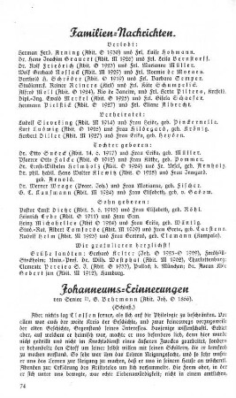 Johanneums-Erinnerungen