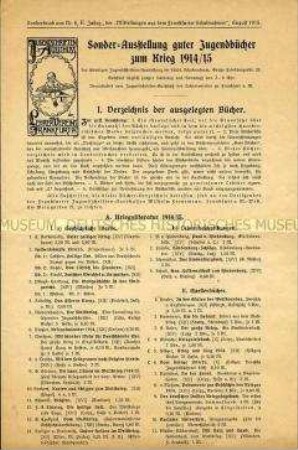 Sonderabdruck aus den "Mitteilungen aus dem Frankfurter Schulmuseum" über eine Buchausstellung