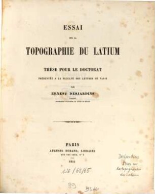 Essai sur la topographie du Latium