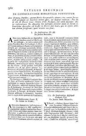 Titulus Secundus De Consecratione Romanorum Pontificum
