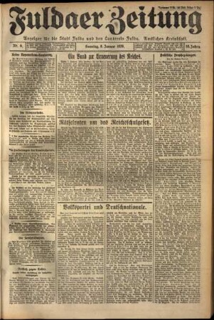 Erste Ausgabe vom Sonntag, den 08. Januar 1928.