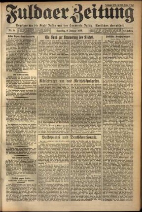 Erste Ausgabe vom Sonntag, den 08. Januar 1928.