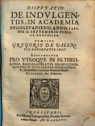 Disputatio de indulgentiis