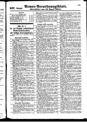 627. Ausgabe. Dienstag, 10. August 1915