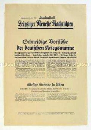 Sonderblatt der "Leipziger Neuesten Nachrichten" zum Seekrieg gegen Großbritannien