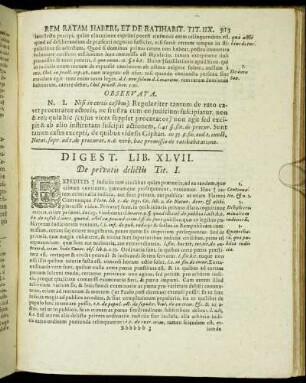 Digest. Lib. XLVII. De privata delictis.