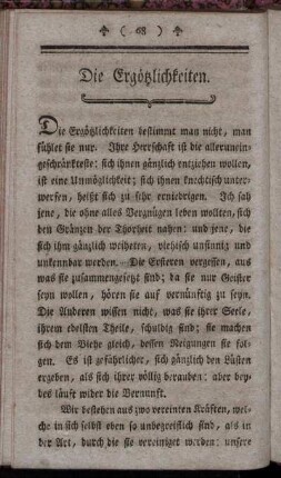 Die Ergötzlichkeiten.