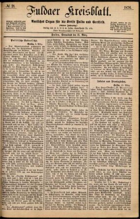 Ausgabe vom Samstag, den 11. März 1876.