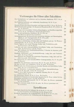 Vorlesungen für Hörer aller Fakultäten