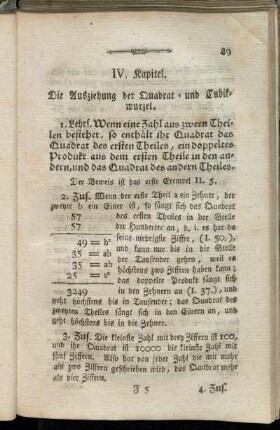 IV. Kapitel. Die Ausziehung der Quadrat- und Cubikwurzel.