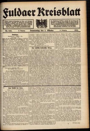 Ausgabe vom Donnerstag, den 05. Oktober 1911.