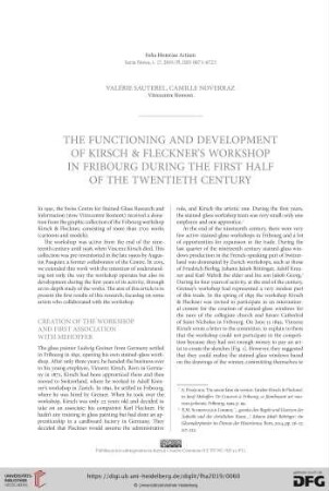 The functioning and development of Kirsch & Fleckner's workshop in Fribourg during the first half of the twentieth century