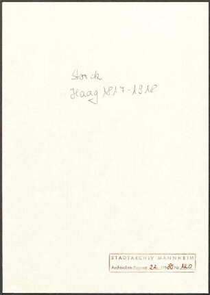 Storck, W[illy] F[riedrich], Den Haag, Schriftwechsel mit Wichert