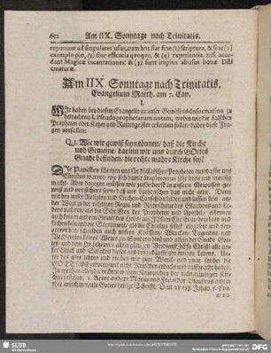 Am IIX. Sonntage nach Trinitatis