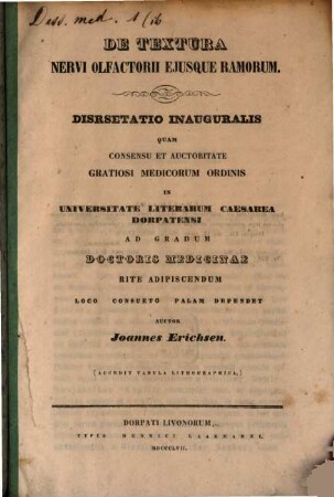 De textura nervi olfactorii ejusque ramorum : dissertatio inauguralis