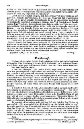 720, Erwiderung