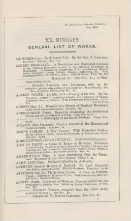 Mr.Murrays general list of works
