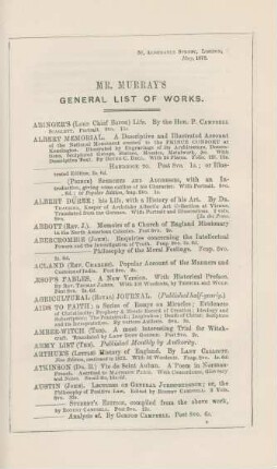 Mr.Murrays general list of works