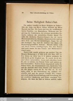 Seine Heiligkeit Baha'o'llah.